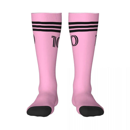 Miami Messied Soccer Socks Over Calf Foodball Long Socks Non-slip All Season Stylish Design For Fan