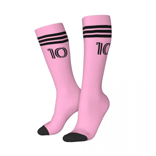 Miami Messied Soccer Socks Over Calf Foodball Long Socks Non-slip All Season Stylish Design For Fan